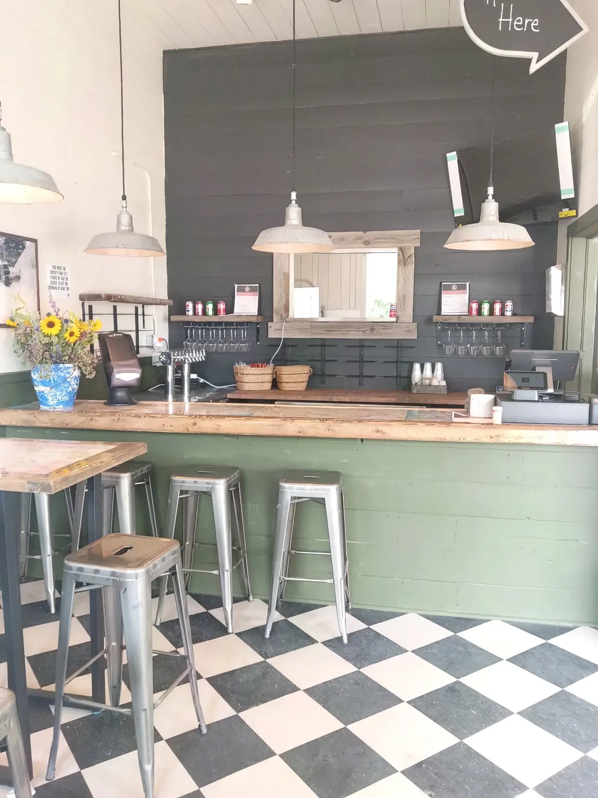 Bar and counter seating inside State Shed Pizza